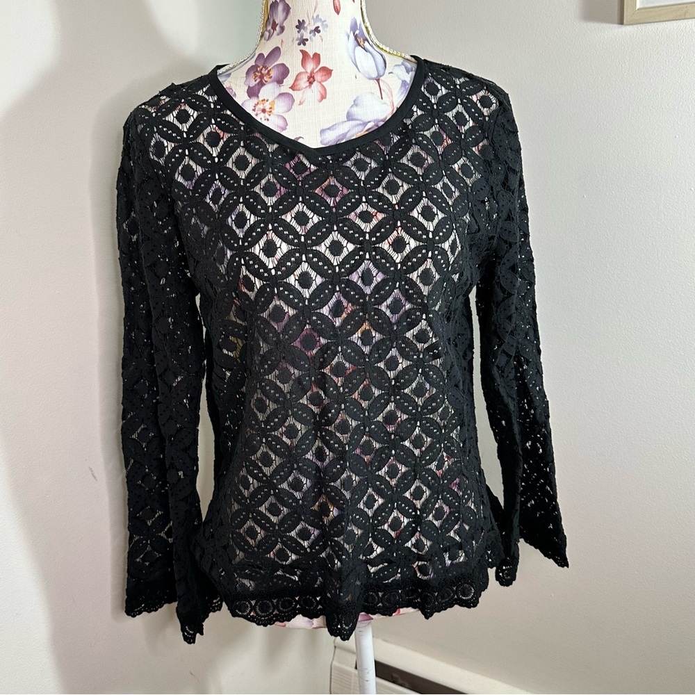 Black lace top with bell sleeves